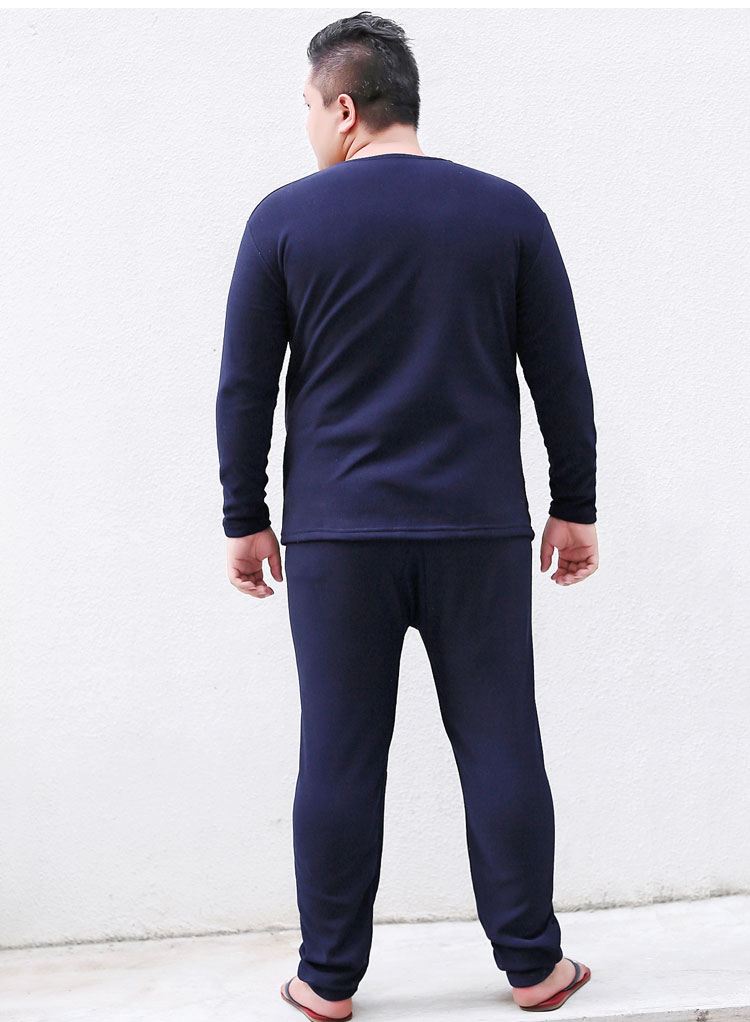 Mùa đông cộng với nhung dày đồ lót nhiệt cộng với phân bón XL áo thun nam cotton béo quần nam đẹp