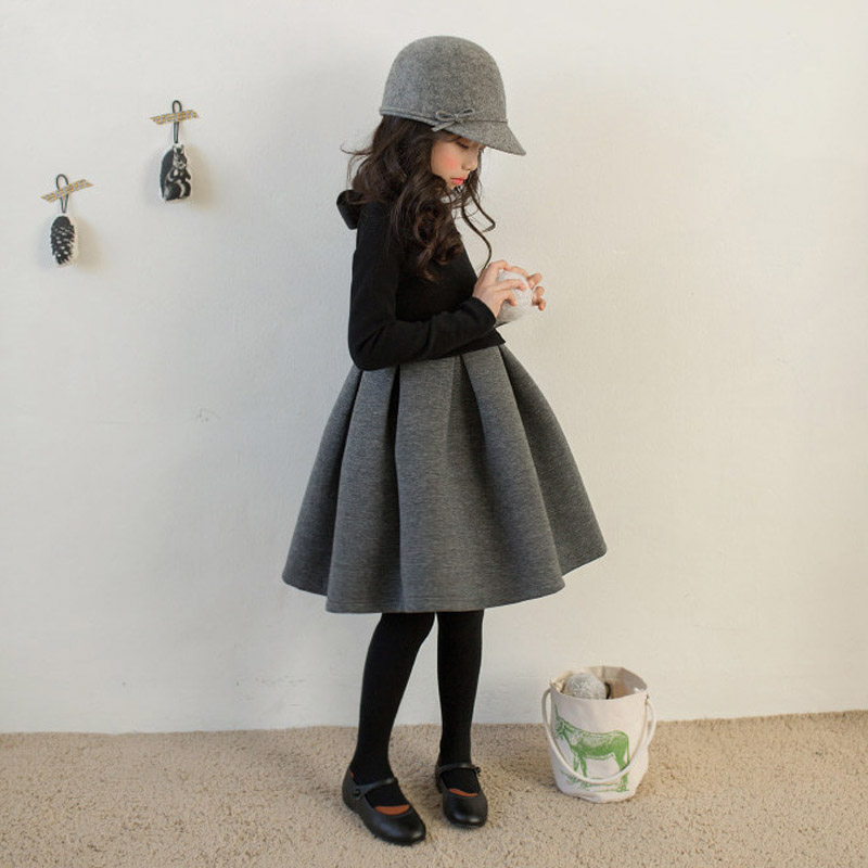 Korean girl dress autumn winter dress 2021 new foreign style Korean children's dress little girl thick princess skirt