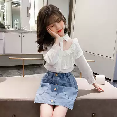 Korean Net Red Girl foreign style set autumn 2021 New Korean children's suit big children's shirt skirt two-piece set