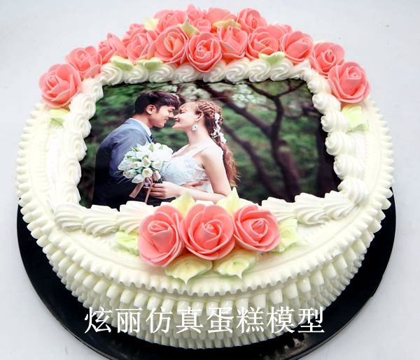 Dazzling new simulation cake model Birthday rose digital photo square European cake model Anniversary