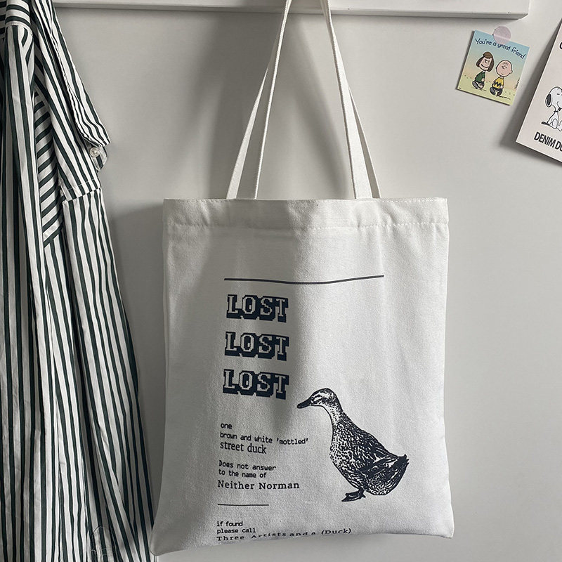 Bag Bag Women Summer 100 Hitch Cartoon Canvas Large Capacity Single Shoulder Bag Casual Letter Vertical handbag Single shoulder shopping bag