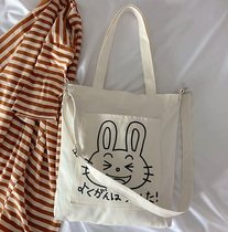 Canvas Bag Woman single shoulder day Department Korean version Lazy Wind large capacity Student Inclined Satchel art Mori department Retro cloth bag Bab bag