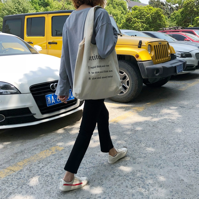 Hàn quốc phiên bản của đơn giản công suất lớn thư túi vải túi tote nữ túi lớn hoang dã vai túi balo đeo chéo