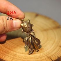 Brass Small Goldfish Hollowed-out Small Copper Piece Pendant Key Clasp Antique Pendant to Personal Collection Liaohe Eid