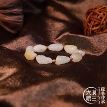 Authentic (Desert Loulan) fidelity Xinjiang Hetian jade seed white jade eighteen Arhat bracelet hand string
