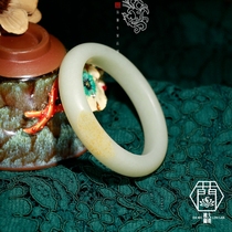 (Attentive Quality) Grand Moolou Lan Pau True Xinjiang and Tian Yuhand Bracelet Seeds Green White Jade Bracelet Jade Bracelets