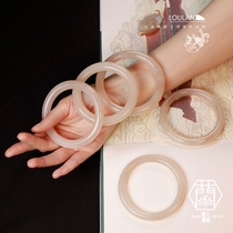 (Head quality)Desert Loulan source Hetian jade Qinghai mountain material lotus root pink round bracelet bracelet
