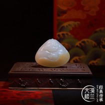 Authentic (Desert Loulan) Su Gong Xinjiang Hetian jade seed white jade sprinkled gold Smiling Buddha Fidelity Jade pendant pendant