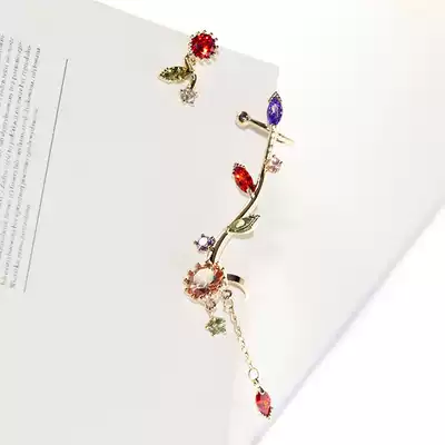 925 silver needle asymmetrical branch ear bone clip ear needle earrings earrings earrings temperament sweet Japan Korea 0026