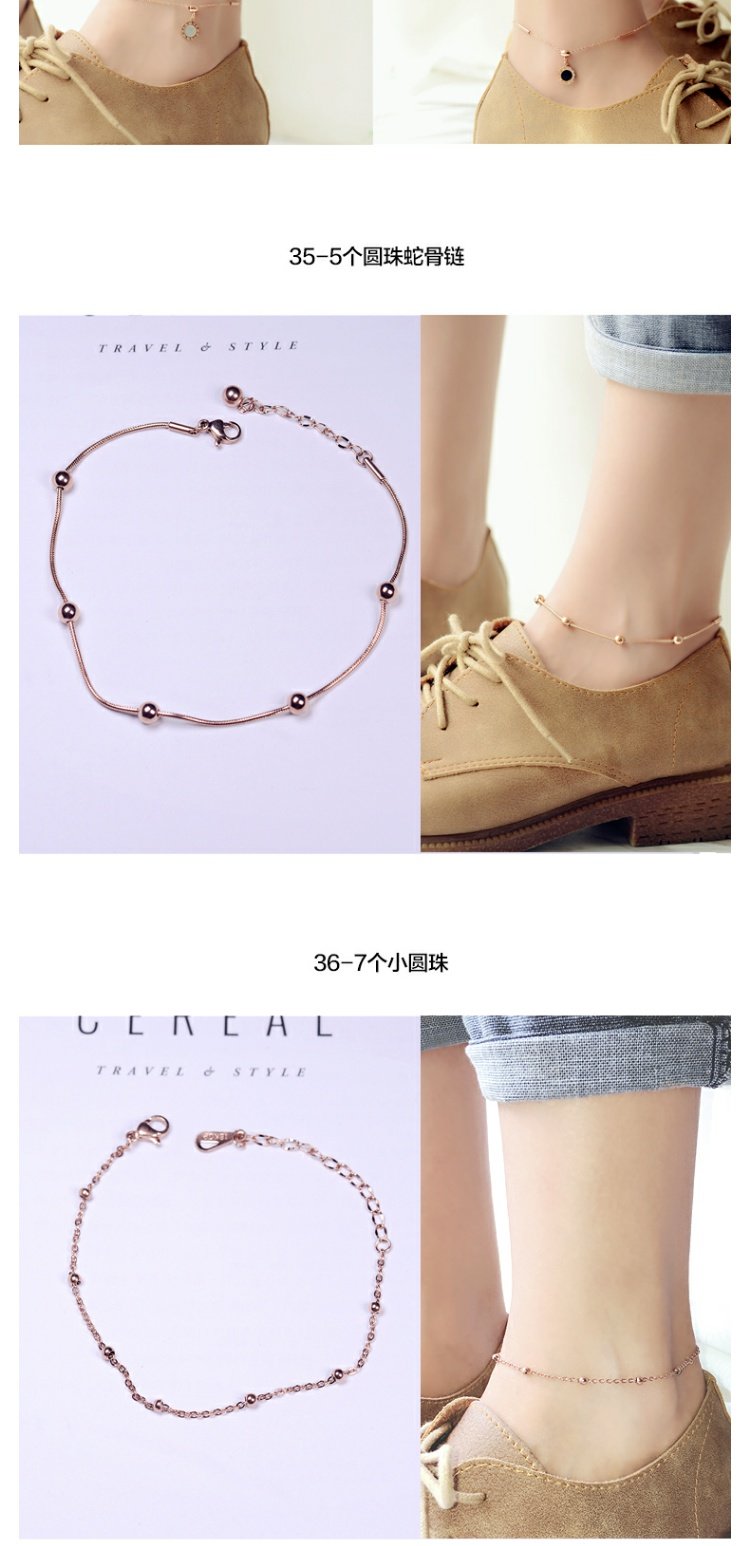 Thép titan Ouyaqi màu vàng hồng màu vàng vòng chân nữ quà tặng nữ trang sức Hàn Quốc K007 lắc chân nữ phong thủy