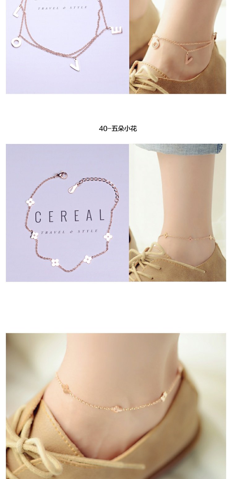 Thép titan Ouyaqi màu vàng hồng màu vàng vòng chân nữ quà tặng nữ trang sức Hàn Quốc K007 lắc chân nữ phong thủy