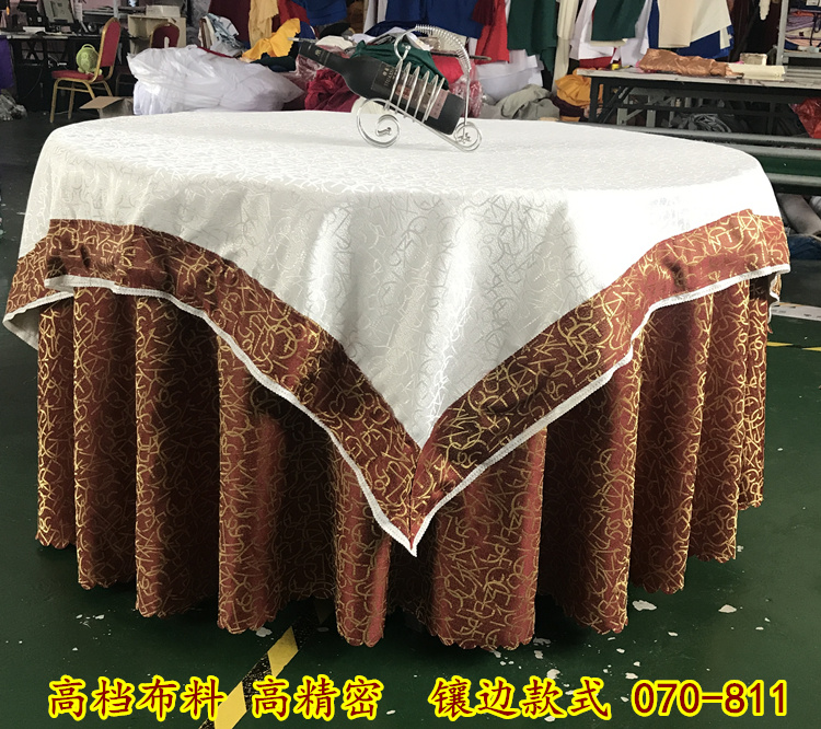 Khăn trải bàn khách sạn khăn trải bàn tròn khách sạn tùy chỉnh nhà hàng bàn đám cưới vải ghế tròn màu đỏ đám cưới vải jacquard khăn trải bàn thổ cẩm