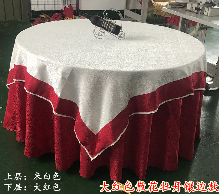 Khăn trải bàn khách sạn khăn trải bàn tròn khách sạn tùy chỉnh nhà hàng bàn đám cưới vải ghế tròn màu đỏ đám cưới vải jacquard khăn trải bàn thổ cẩm