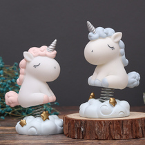 ins unicorn car ornaments shaking head interior accessories beautiful interior high-end cute creative car decoration