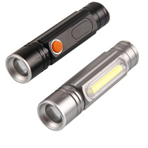 Stretch Zoom USB Bright Light Flashlight Mini Waterproof LED Aluminum Alloy Charging Side COB Magnet Work Light