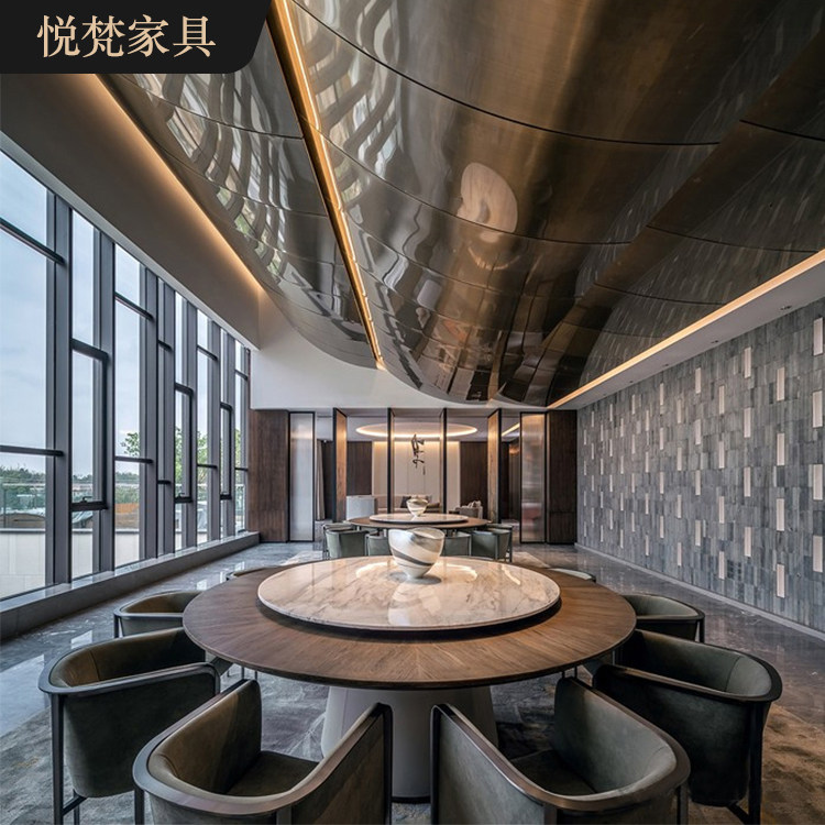 Hotel Electric Big Round Table Modern Minimun Solid Wood Manual Table Automatic Swivel Pan 15 People Clubhouse Furniture Custom