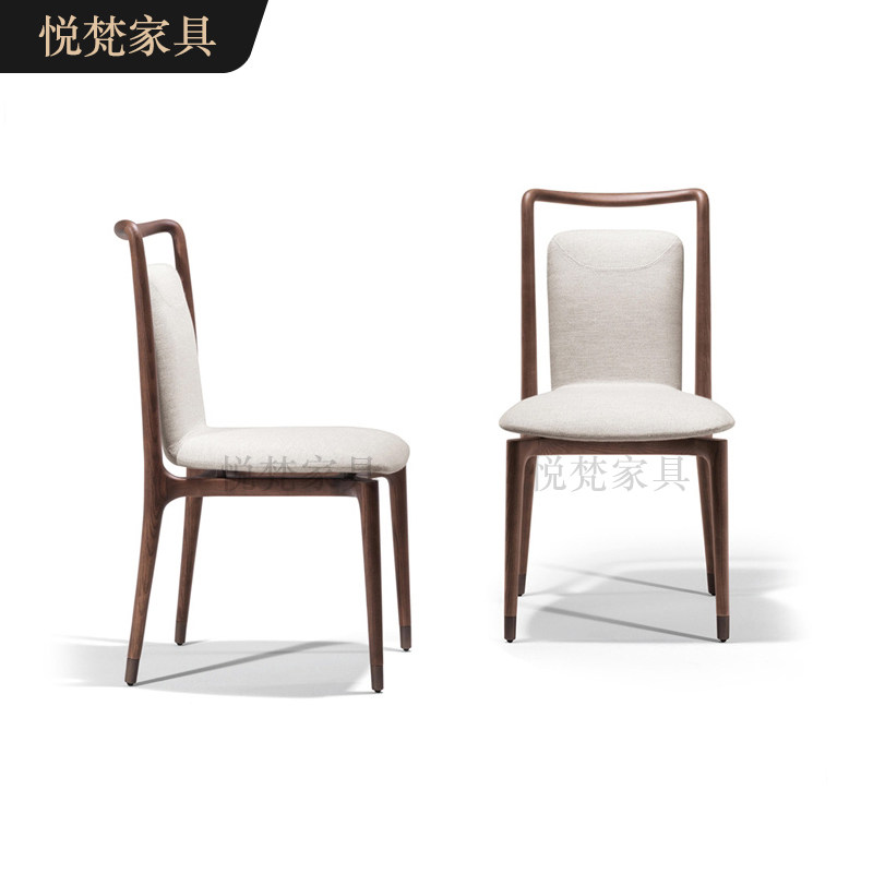 New Chinese Modern Leather Art Leaning Back Chair Light Lavish Minimalist Solid Wood Hotel Clubhouse Folk Designer Creative Dining Chair