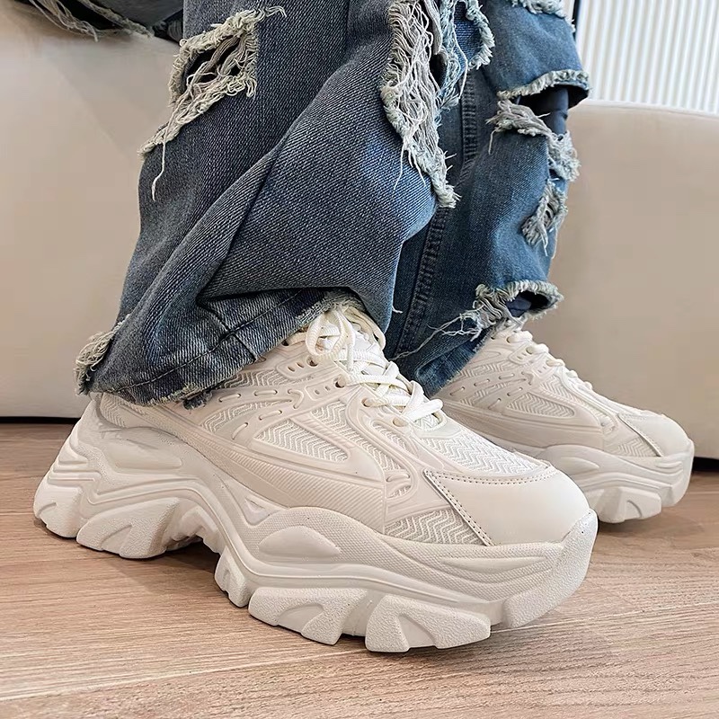 Men's Shoes Ins Dad Shoes Sports Casual White Shoes Versatile Height-Increasing Spring and Summer Thick-Soled Platform Shoes 2026 Model