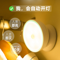 Smart human body induction night light Charging light control Voice control Bedroom household toilet Bathroom night sleep wall light