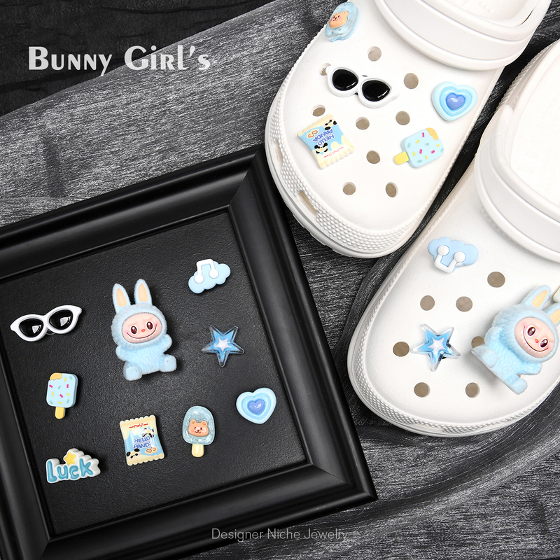 Crocs Shoe Accessories Labubu Blue Cute Shoe Charms DIY Three-Dimensional High-End Design Compatible with Crocs Shoe Clips