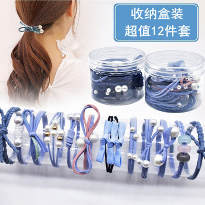 Korean version of net red leather band tie head high elastic adult Hairband set simple hipster hair rope Mori headdress Hairband