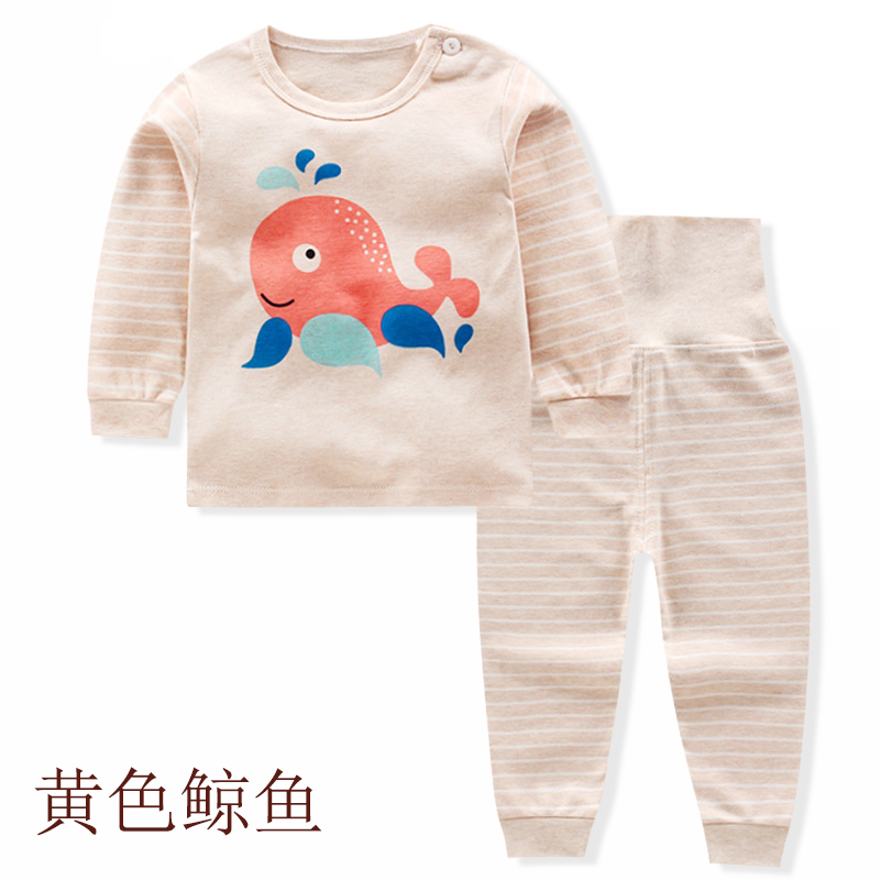 Thu childrens bộ đồ lót cotton mùa thu quần áo em bé quần áo nam và nữ màu bông mùa thu đồ ngủ quần bé mùa đông.