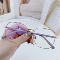 Metal fashion square frame face-showing small glasses frame myopia retro full frame anti-blue light computer flat mirror Small red book