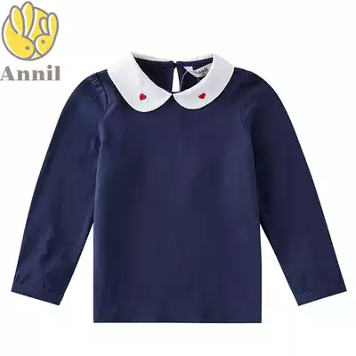 Annil children's clothing 2019 autumn and winter new female children's lapel long sleeve top base shirt AG931547