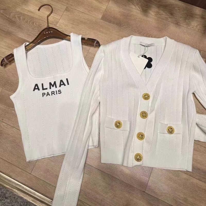 Lxyg2025 Autumn New Collection Nanyou Haute Couture Bajia V-Neck Knitted Cardigan Vest Slim Fit Short Two-Piece Set