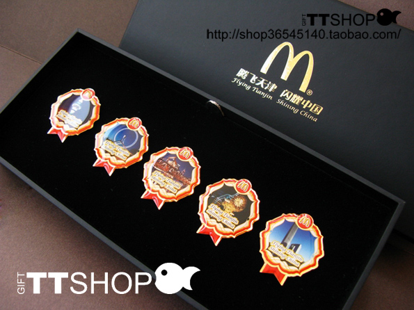 Exquisite McDonald's mcdonalds Tianjin scenery Architectural Color Metal Badge Commemorates Chapter Pins-a total of 5 pieces