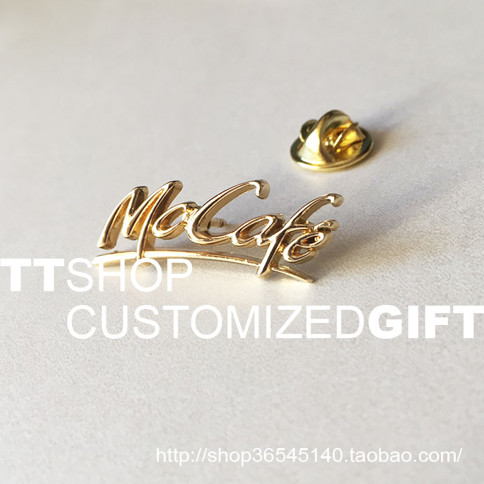 McDonald's mccafe mcCafe mcca coffee classic logo - metal badge badge medallion badge brooch pins - gold plated