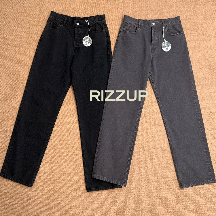 Rizzup Row Style Turkish Bossa Fabric Washed Denim Mid-Rise Straight-Leg Men's Jeans Gray