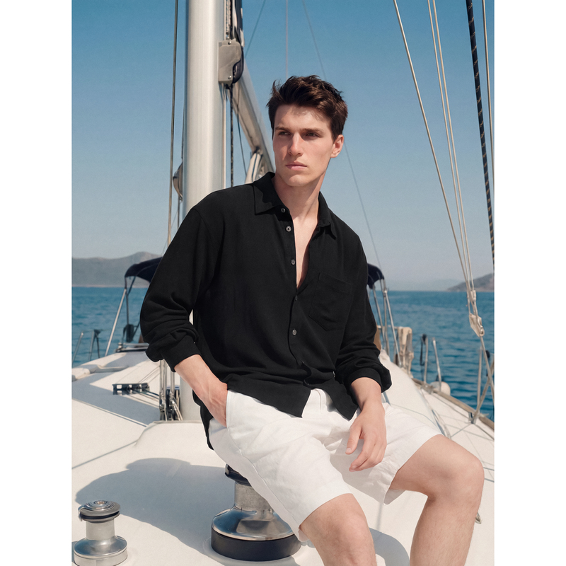 Rizzup Ol Style 100% Mulberry Silk Crepe Style Shirt, Casual and Elegant Style