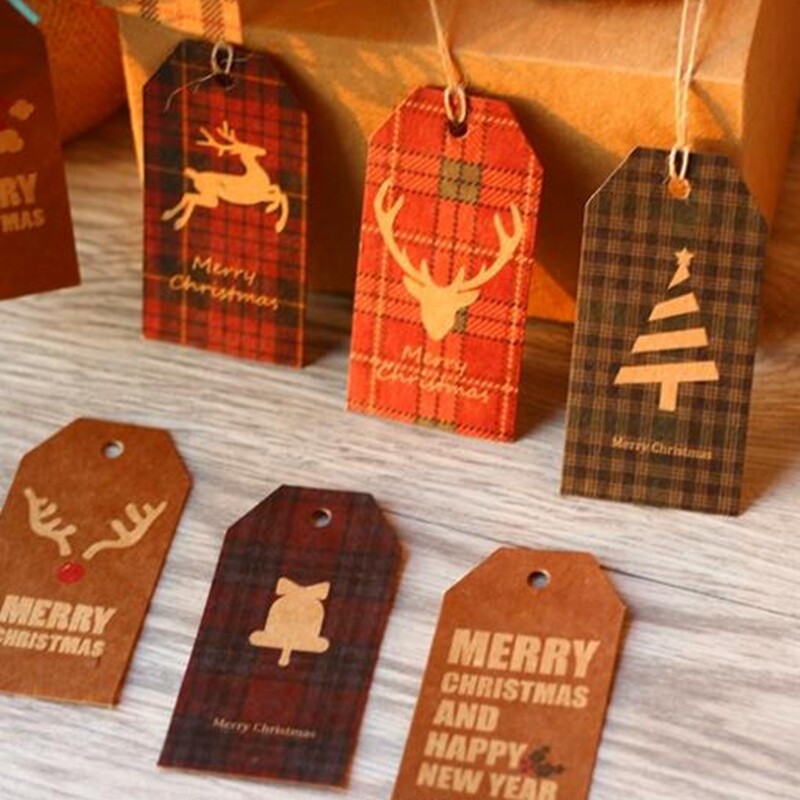 Christmas kraft paper hanging tag for small cards New Year Christmas hanging tag 50 sheet price-Taobao