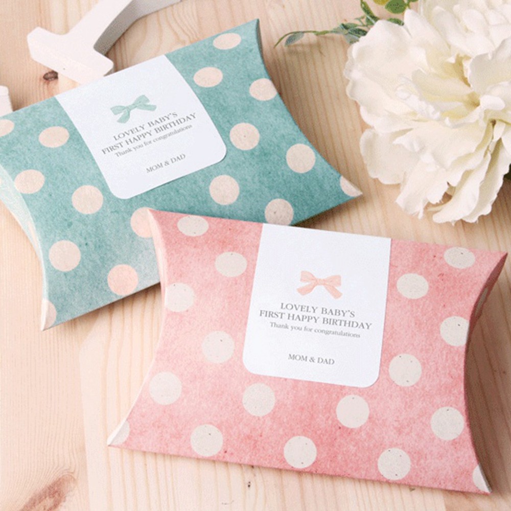 Retro Pink Blue Polka Dot Pillow Box Small Fresh Packaging Box Gift Jewelry Box Packaging Paper Box 10 Prices