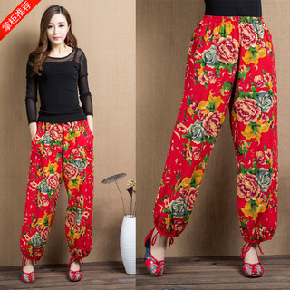 Ethnic style elastic band trousers and bloomers