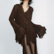 ໂດຍສະເພາະແມ່ນ UXI ຝຣັ່ງ retro pleated ເສື້ອຢືດແຂນກະດິ່ງຂອງແມ່ຍິງ slimming top cardigan