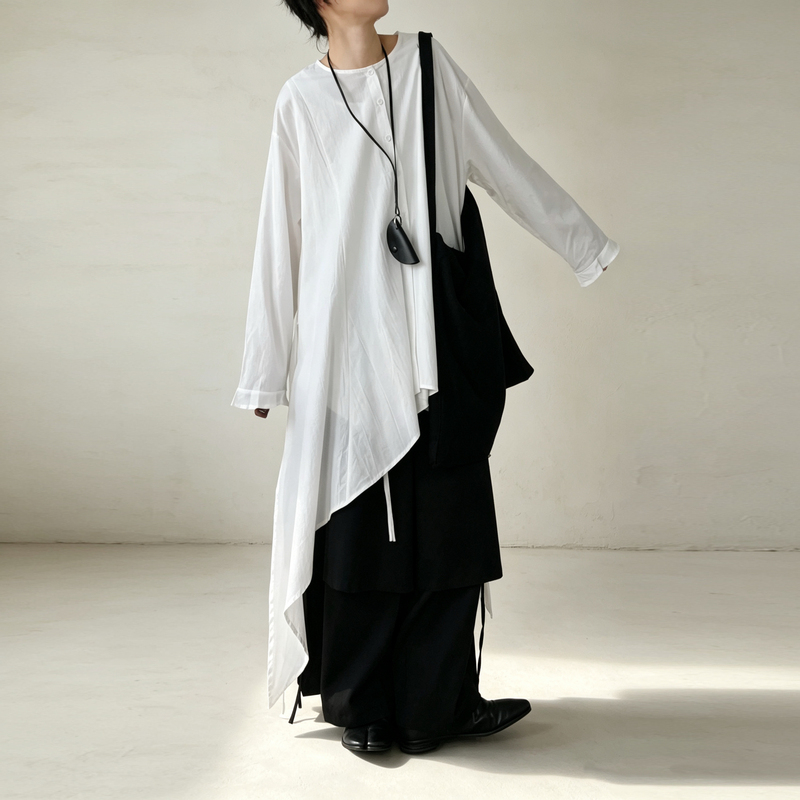 Uxi Asymmetrical Ribbon Tie Cardigan Long-Sleeve Shirt Dress Design-Inspired Trench Coat Shirt Jacket Uxi Asymmetrical Ribbon Tie Cardigan Long-Sleeve Shirt Dress Design-Inspired Trench Coat Shirt Jacket