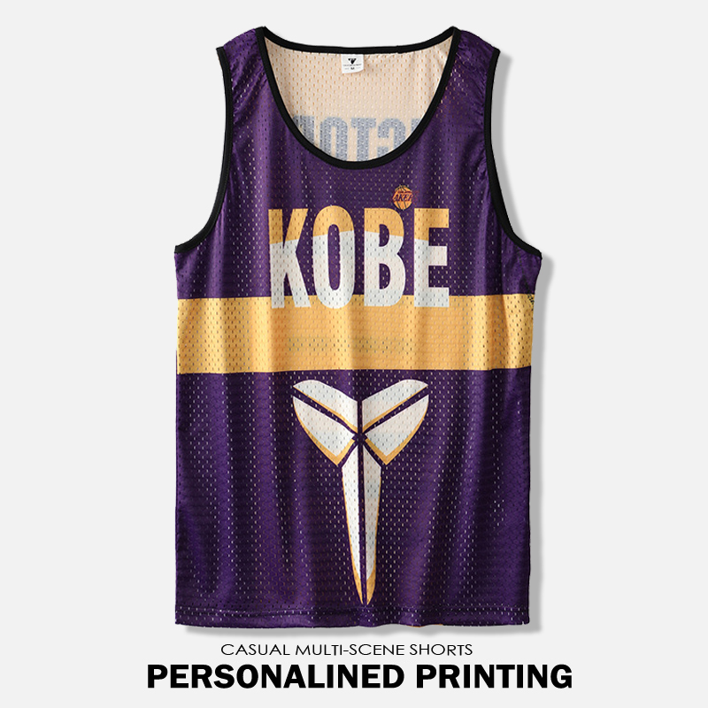 Manbaco Kobe Kobe Memorial Basketball Tennis Vest Men's Super Soft Loose Speed Dry Elastic Sleeveless T-shirt Sports Fitness