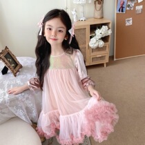 Girl's birthday fluffy dress autumn and winter tutu dress 2022 female treasure new velvet princess dress