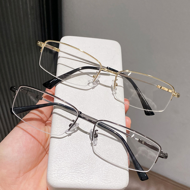 Decorative Half-Frame Glasses for Women, High-End Style, Large Face, Non-Prescription, Fashionable Square Eyeglass Frames for Women, Trendy Men's Style Decorative Half-Frame Glasses for Women, High-End Style, Large Face, Non-Prescription, Fashionable Square Eyeglass Frames for Women, Trendy Men's Style