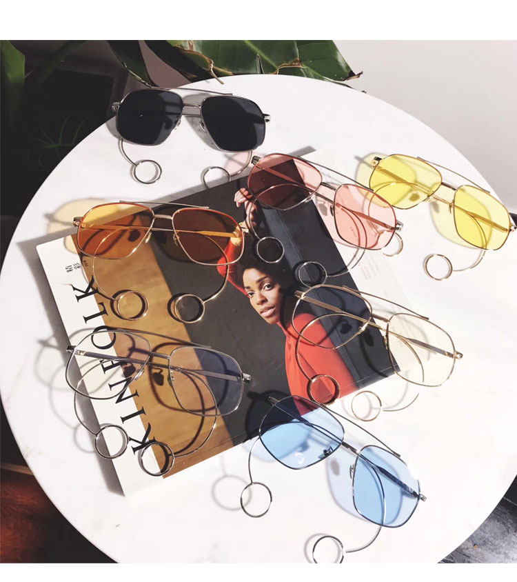 Kính màu vàng retro nam vàng trong suốt Hàn Quốc phong cách Harajuku cá tính hipster tròn mặt hộp lớn kính râm nữ phiên bản Hàn Quốc của thủy triều kính versace