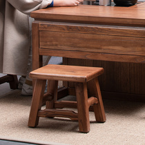 New Chinese Solid Wood Small Stool Chair Change Shoes Wood Feet Square Stool Old Elm Wood Home Living Room Sofa Children Short Bench