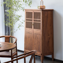 New Chinese Solid Wood Dining Side Cabinet Old Elm Wood Home Kitchen Disposal Cabinet Medieval Minimalist Around Wall Storage Side Cabinet Wine Cabinet