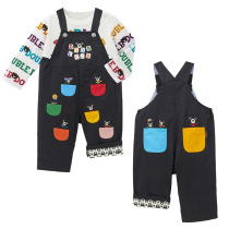 Spot Miki Jeans Spring New Men And Women Children Cartoon Colored Pockets Black Bear Embroidered Back With Pants Trousers Long Pants