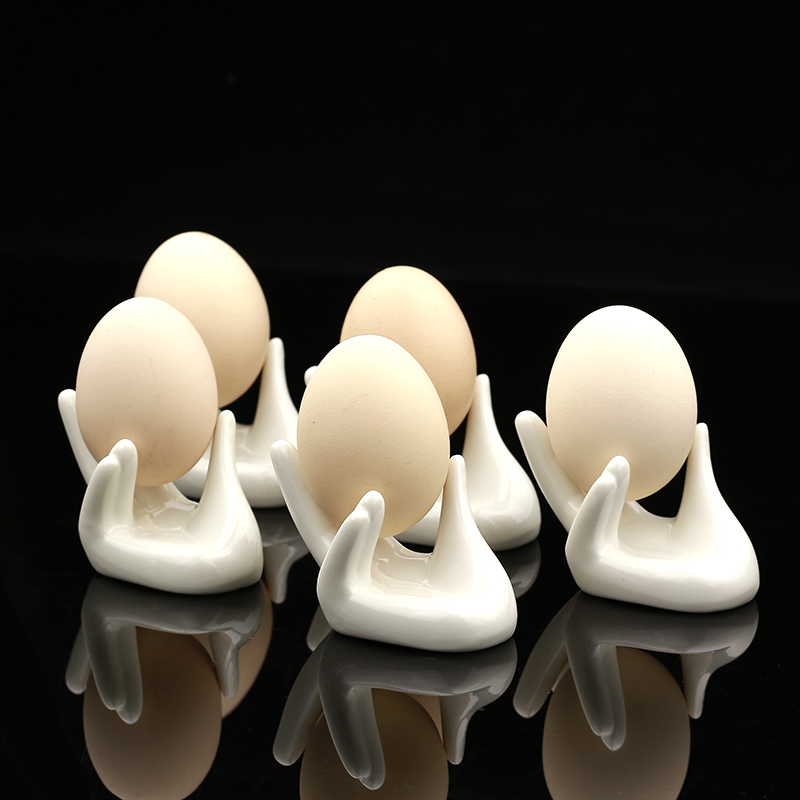 White Ceramic Foo Egg Nursery Pure White Ceramic Egg Tugging Mood Dish Creative Pendulum Pan Egg Tug