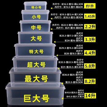食品级长方形透明保鲜盒肉类食物收纳盒冰箱专用收纳盒商用盒子