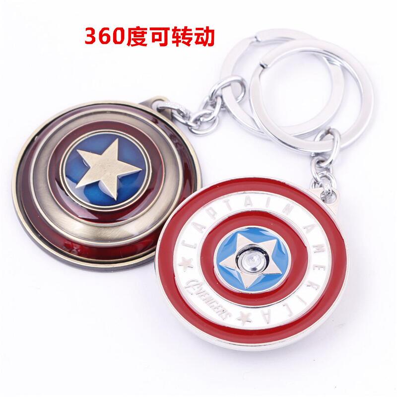 360-Degree Rotating Captain America Shield Keychain, Movie Merchandise Pendant, Children's Toy Rotating Accessory