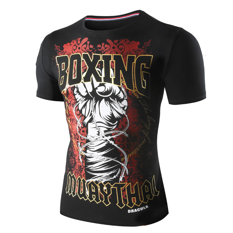 Dracula boxing clothing female Sanda clothing men's short-sleeved adult MMA fighting free fight children's Muay Thai t-shirt