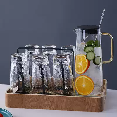 European household glass cold water bottle high temperature cold water Cup Net Red Crystal Cup stirring fruit cold water bottle set